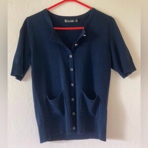 Navy Short Sleeve Cardigan